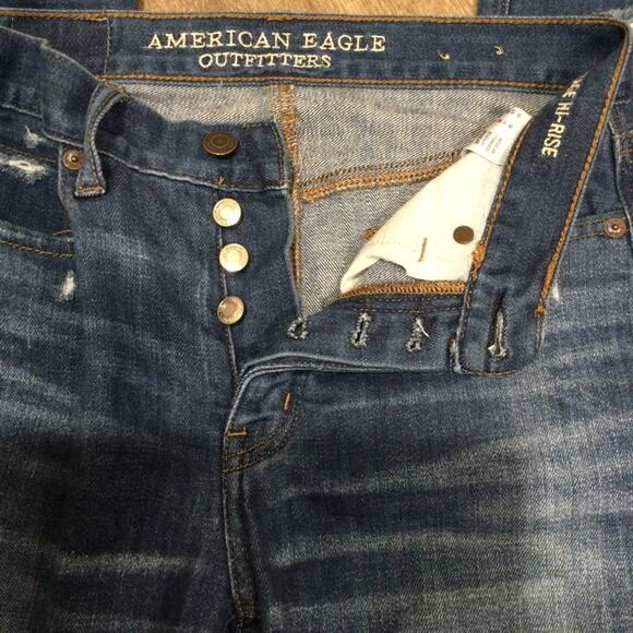 American Eagle high-rise button front denim jeans 00 - Picture 3 of 7